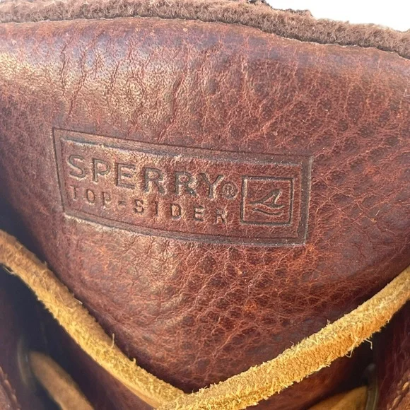 Sperry Saltwater Women's Brown Leather Rubber Zip Up Duck Boots - Picture 8 of 9